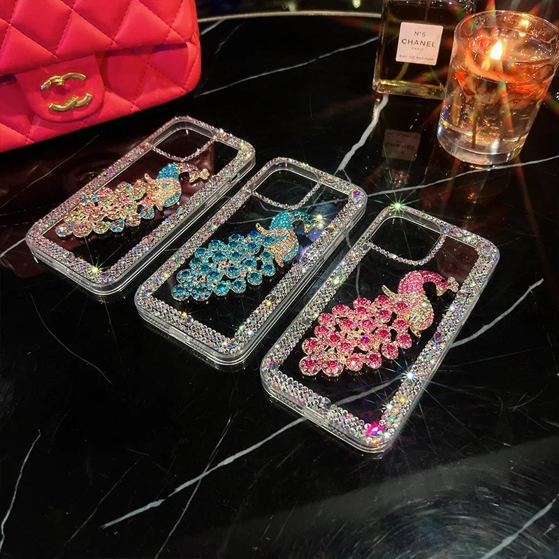 

Luxury 3D Peacock Bling Diamond Capa Cases for Samsung Galaxy, A30, A50, A70S, A22, A32, 5G, A52, A71, 4G, A51, A72, A73
