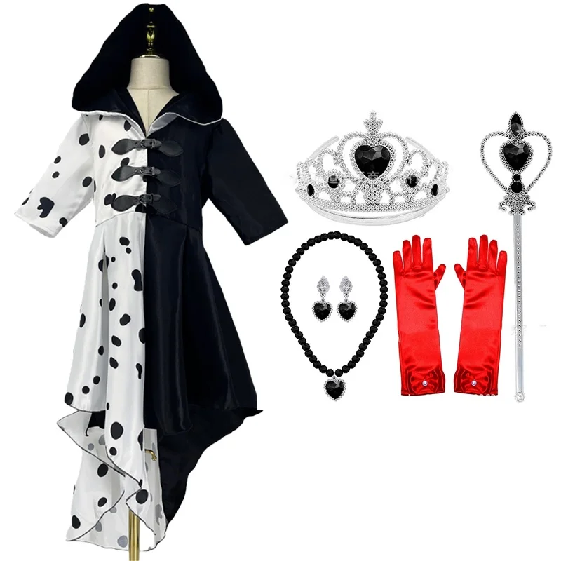 Cruella De Vil Cosplay Costume Women Gown Black White Maid Dress with Gloves Wigs Outfits Halloween Party Cos Suits
Cruella De Vil Cosplay Costume Women Gown Black White Maid Dress with Gloves Wigs Outfits Halloween Party Cos Suits