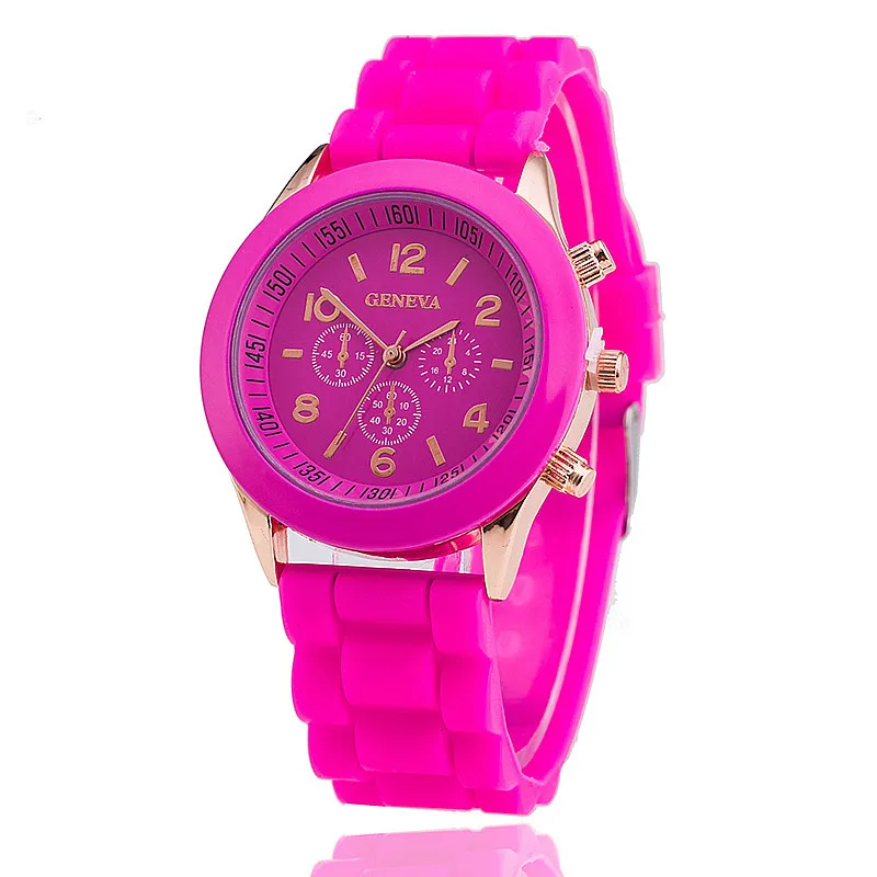 

Simple Watches For Women Geneva Men Watch Pink Silicone sports Double Digital Roman Dial Ladies Quartz Watch Reloj Mujer Montre