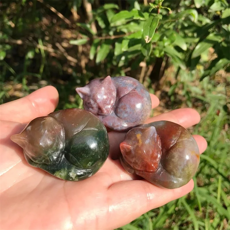 4.5cm Natural Ocean Jasper Sleeping Cat Figurines Stones Carved Room Ornament Healing Crystals Gemstone Craft Gifts 1pc
4.5cm Natural Ocean Jasper Sleeping Cat Figurines Stones Carved Room Ornament Healing Crystals Gemstone Craft Gifts 1pc