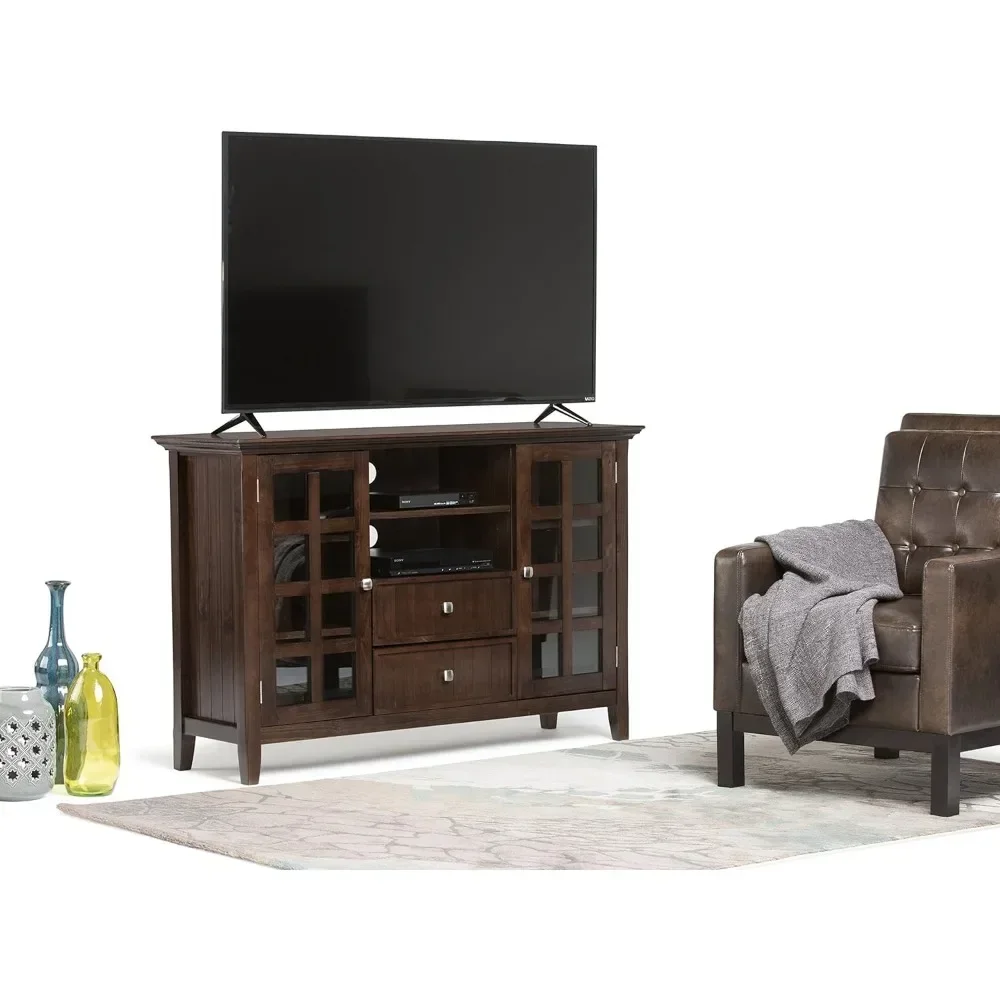 

53 Inch Wide Rustic TV Media Stand in Tobacco Brown for TVs Up to 60 Inches Living Room Furniture for Tv Entertainment Center