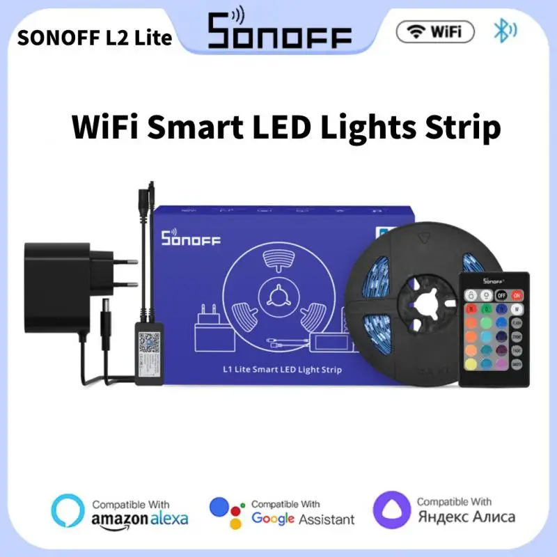 

SONOFF L2 Lite Smart Wifi LED Light Strip 5M Dimmable EU/ US Flexible RGB Strips APP Remote Control Work With Alexa Google Home