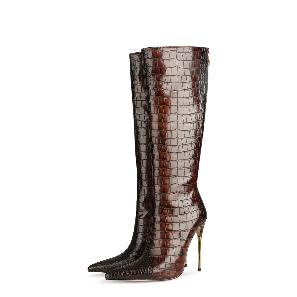Sexy Crocodile-Print Knee-High Rider Boots Pointed Toe Stiletto Chelsea Women's Boots Zip Plus Size Women's Mid-Leg Boots 34&46
Sexy Crocodile-Print Knee-High Rider Boots Pointed Toe Stiletto Chelsea Women's Boots Zip Plus Size Women's Mid-Leg Boots 34&46