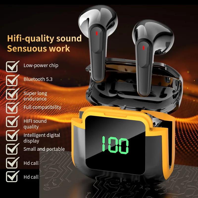 Wireless Earbuds With Power Display Charging Case Headphones Noise Canceling Earphones For Sports Working
Wireless Earbuds With Power Display Charging Case Headphones Noise Canceling Earphones For Sports Working