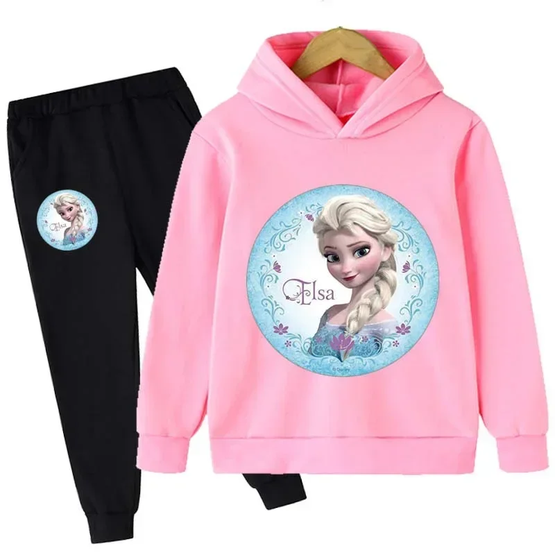

New Disney Frozen Suit Girls Teen Beautiful Lovely Elsa Hoodies Pants Clothing Set Children Kids Causal Girl Clothes