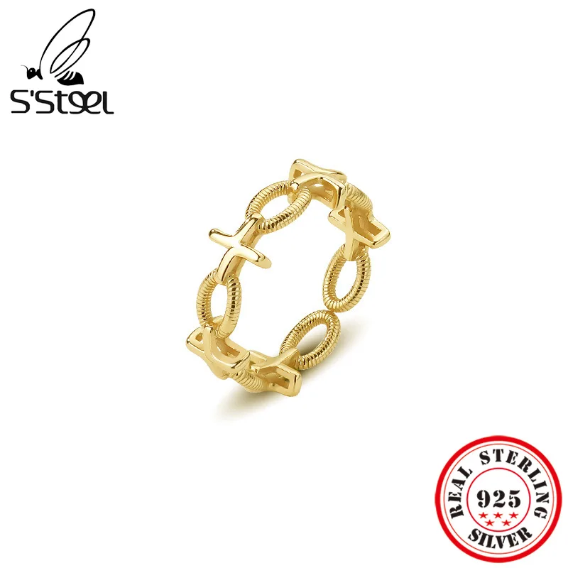 S'STEEL 925 Sterling Silver Cross Twist Gold Rings For Women Adjustable Ring Trending Products 2022 Vintage Designer Jewelry
S'STEEL 925 Sterling Silver Cross Twist Gold Rings For Women Adjustable Ring Trending Products 2022 Vintage Designer Jewelry