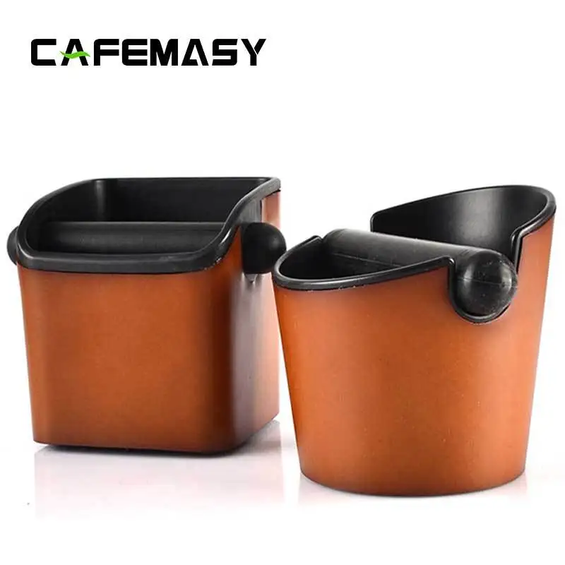 

CAFEMASY Espresso Knock Box Cowhide Case Shock-absorbent Anti slip Coffee Grind Dump Bin Waste Bin Knock For Barista Accessories