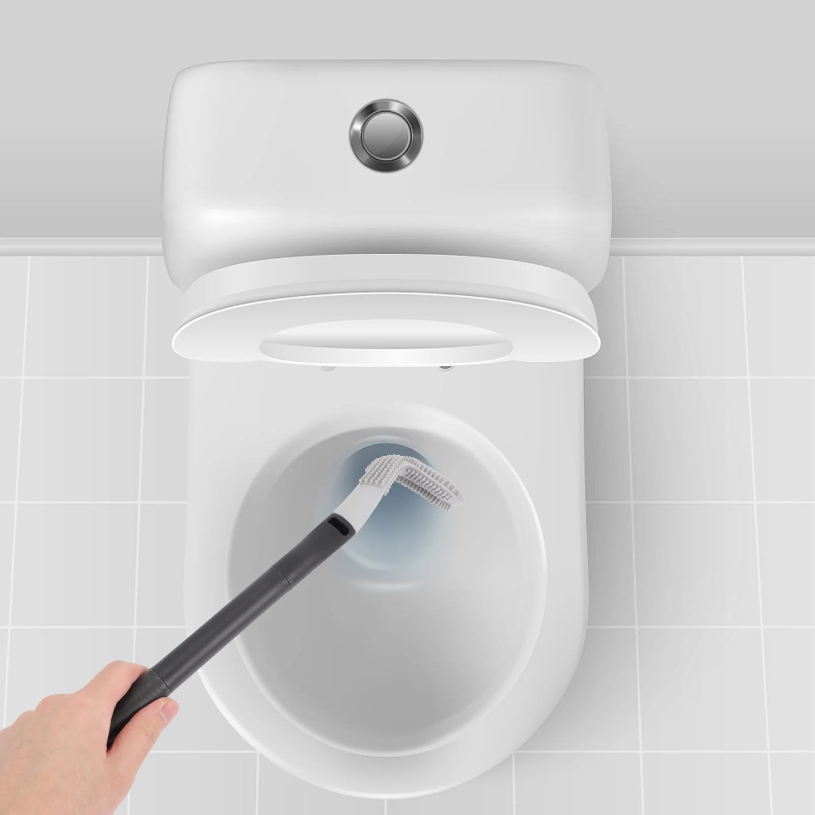 

Toilet Brush with Holder No Dead Ends Bathroom Deep Cleaning Tool For Scrubber