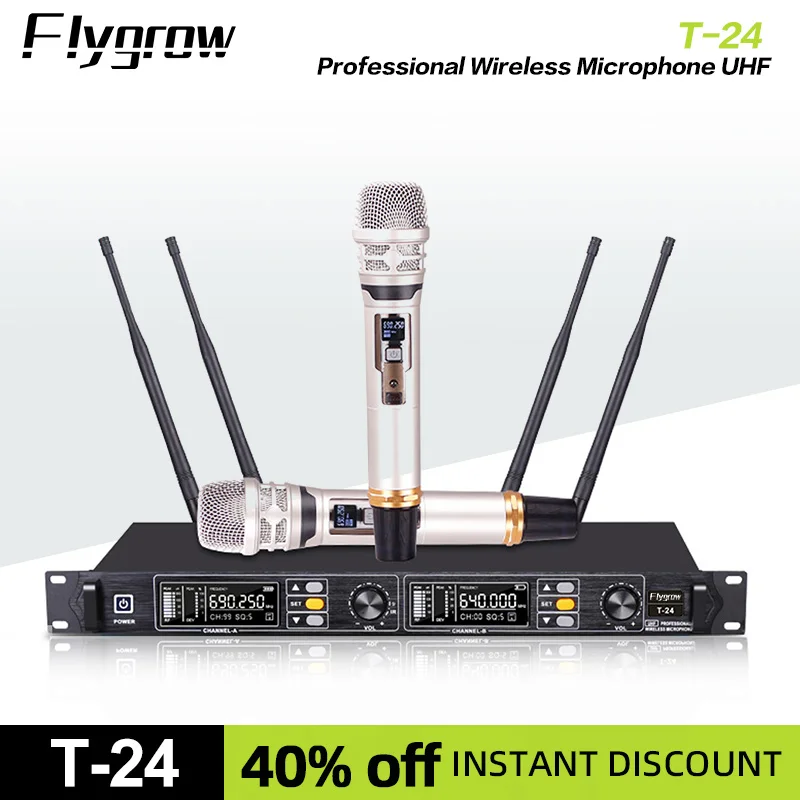 Flygrow T-24 профессиональный беспроводной микрофон UHF 300 м, приемное расстояние, автоматический беззвучный динамический металлический ручной микрофон
Flygrow T-24 профессиональный беспроводной микрофон UHF 300 м, приемное расстояние, автоматический беззвучный динамический металлический ручной микрофон