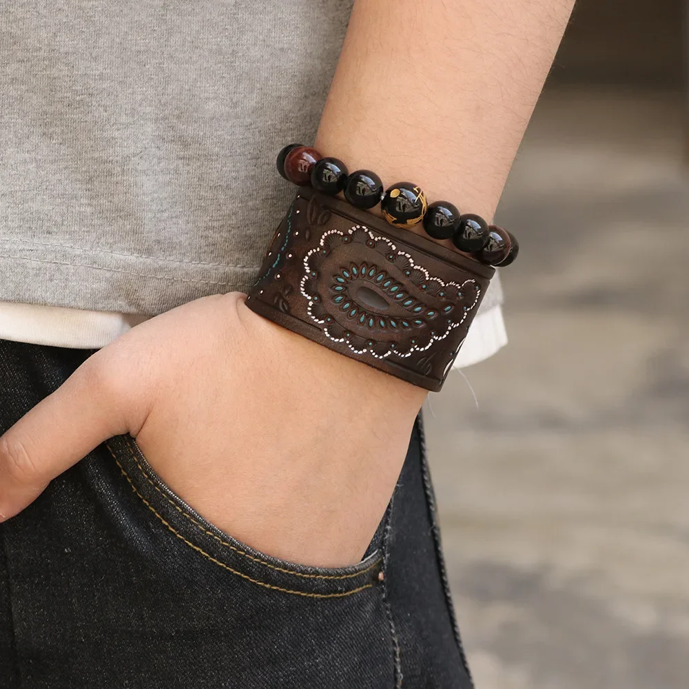 Vintage Leather Punk Style Bracelets for Men Trendy Goth Printing Leaves Retro Ethic Bohemien Hippie Gothic Armbands Gifts
Vintage Leather Punk Style Bracelets for Men Trendy Goth Printing Leaves Retro Ethic Bohemien Hippie Gothic Armbands Gifts