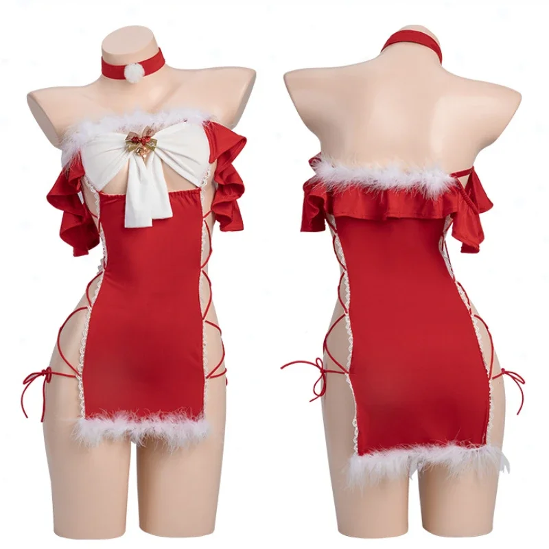 Christmas Sexy Strapless Bandage Mini Red Dress for Women Cosplay Costume Hollow Bodycon Nightdress Role Play Underwear Lingerie
Christmas Sexy Strapless Bandage Mini Red Dress for Women Cosplay Costume Hollow Bodycon Nightdress Role Play Underwear Lingerie