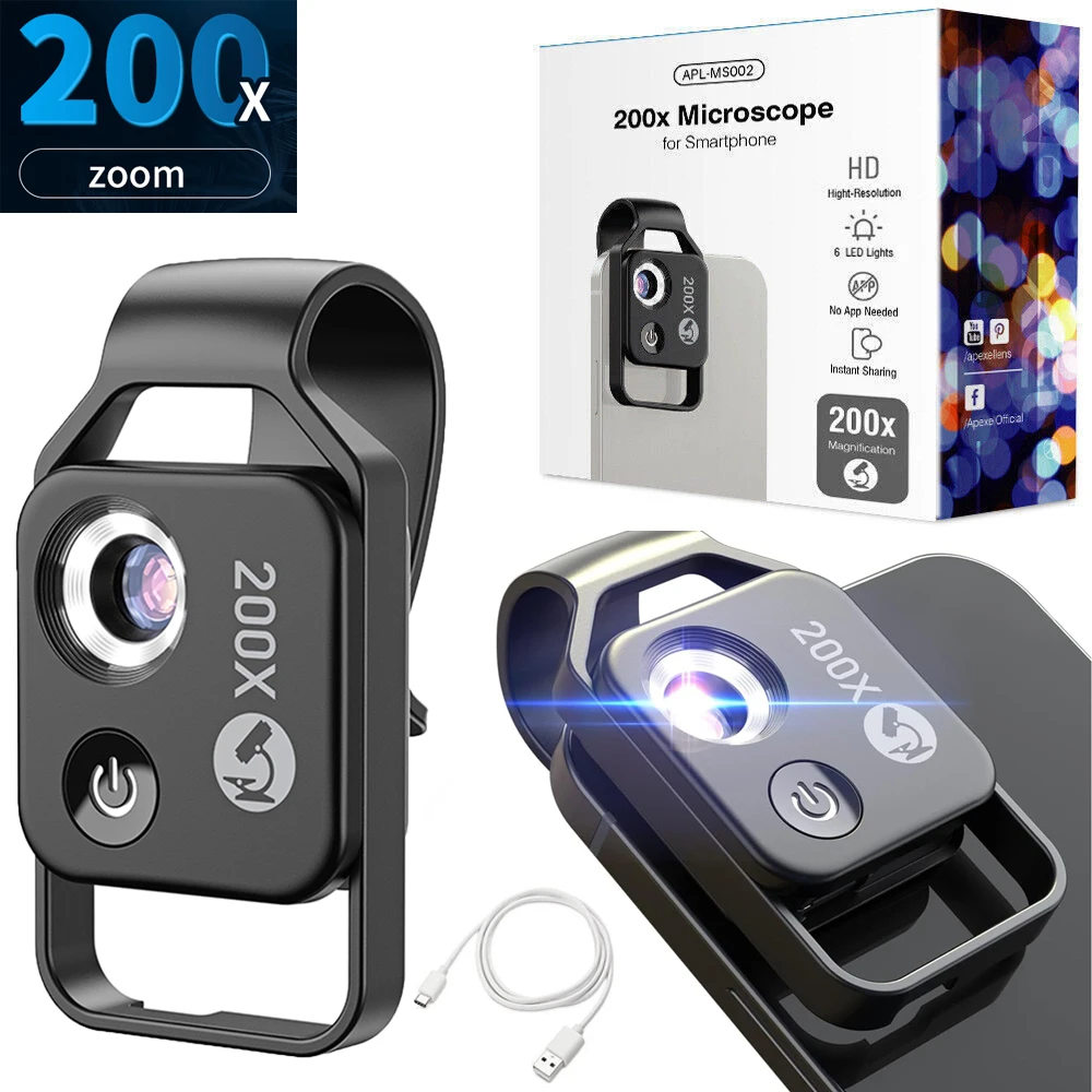 500X Phone Microscope with CPL Lens/LED Light/Universal Clip for iPhone/Andriod Phone To Enjoy Microworld for Kids and Adults
500X Phone Microscope with CPL Lens/LED Light/Universal Clip for iPhone/Andriod Phone To Enjoy Microworld for Kids and Adults