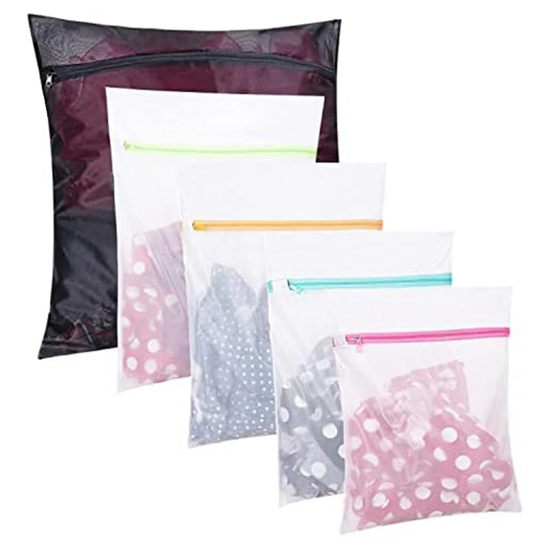 Set Of 5 Mesh Laundry Bags-1 Extra Large, 2 Big & Medium For Blouse, Hosiery, Stocking Underwear
Set Of 5 Mesh Laundry Bags-1 Extra Large, 2 Big & Medium For Blouse, Hosiery, Stocking Underwear