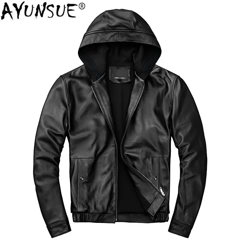 AYUNSUE Real Genuine Leather Jacket Men Hooded 100% Sheepskin Coat Short Spring Autumn Plus Size Men's Jackets KJ2905
AYUNSUE Real Genuine Leather Jacket Men Hooded 100% Sheepskin Coat Short Spring Autumn Plus Size Men's Jackets KJ2905