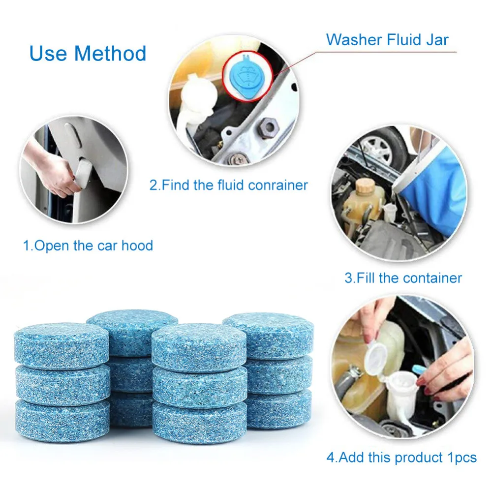 

10pcs = 40 L water Car windshield Glass Washer Cleaner pill compact effervescent tablets detergent car beauty