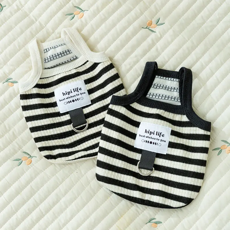

Pet Knitted Stripe Sling Pet Dog Clothes Cat Tank Top Bibear Teddy Pomeranian Small Puppy Spring/Summer Clothing Dog Costume