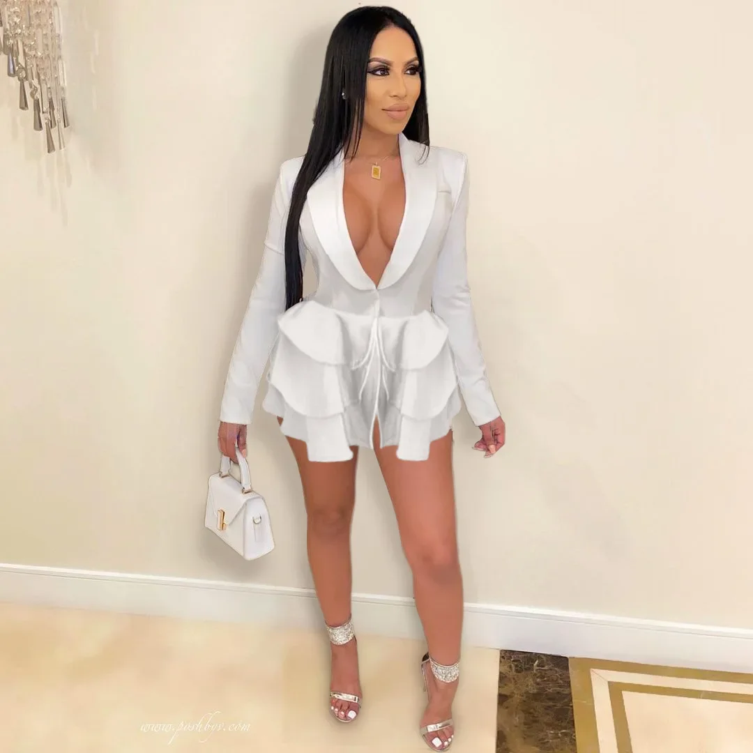 Women Nightclub Fashion Long Sleeve V-neck Commuting Solid Color Tight Lotus Leaf Hem Suit Coat Dress
Women Nightclub Fashion Long Sleeve V-neck Commuting Solid Color Tight Lotus Leaf Hem Suit Coat Dress