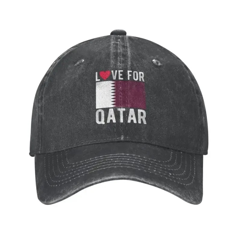 

Крутая хлопковая бейсбольная кепка I Love с картой Катара и флагом для мужчин и женщин, индивидуальная Регулируемая летняя Кепка унисекс для папы