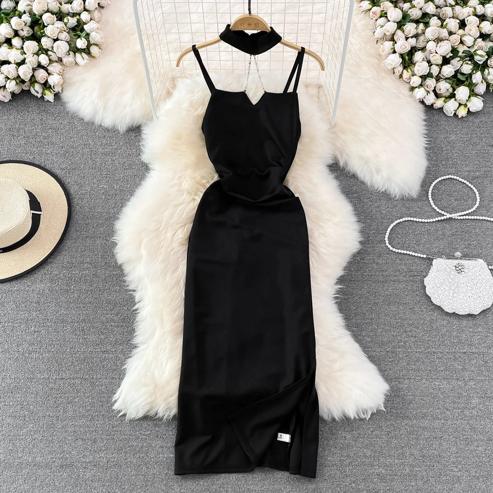 2022 Summer Dress Korean Version Fashion Sexy Suspender Dress Mid-length High Waist Slimming Pleated Slit Bag Hip Dress
2022 Summer Dress Korean Version Fashion Sexy Suspender Dress Mid-length High Waist Slimming Pleated Slit Bag Hip Dress