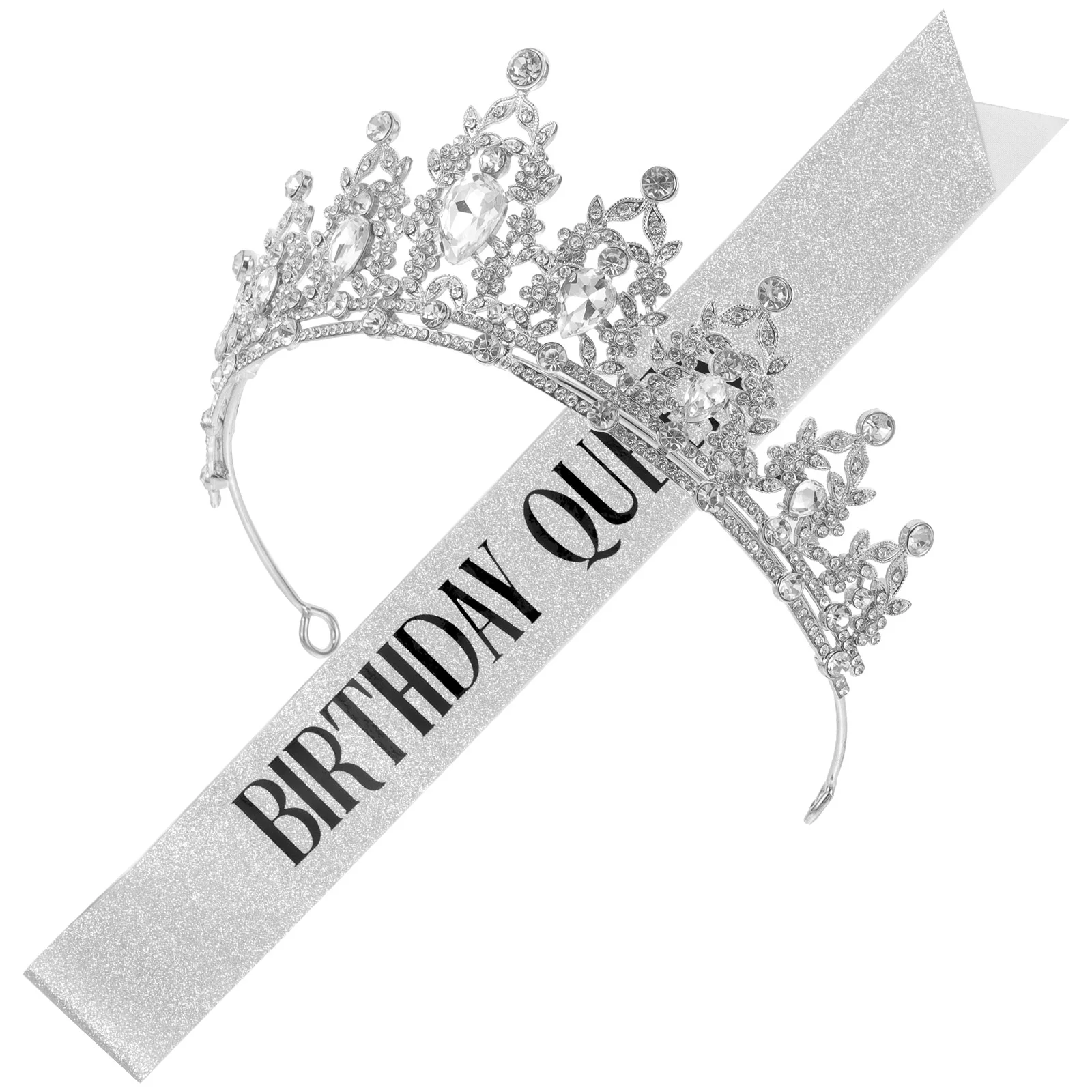 

1 Set Crown And Sash Set Birthday Crown Headband Sparkle Headband Women Birthday Accessories