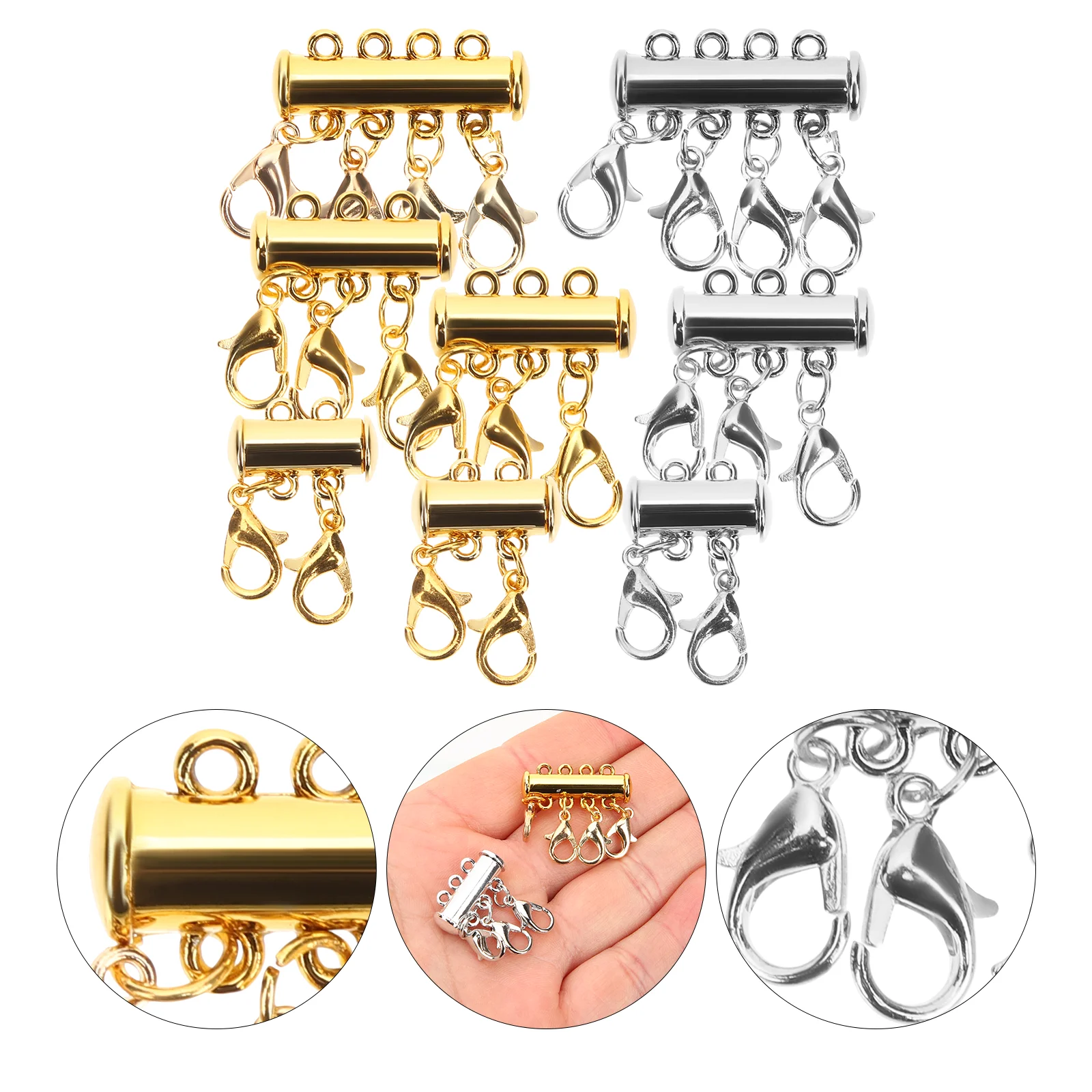 

8 Pcs Jewelry Magnet Buckle Magnetic Clasp Layered Necklace Making Accessory Multi Layering Separator Alloy Clasps