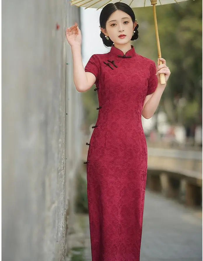 

Elegant Qipao Vintage Mandarin Collar Chinese Style Dresses Women Cheongsams Causal Girl Ball Party Clothing Vestidos