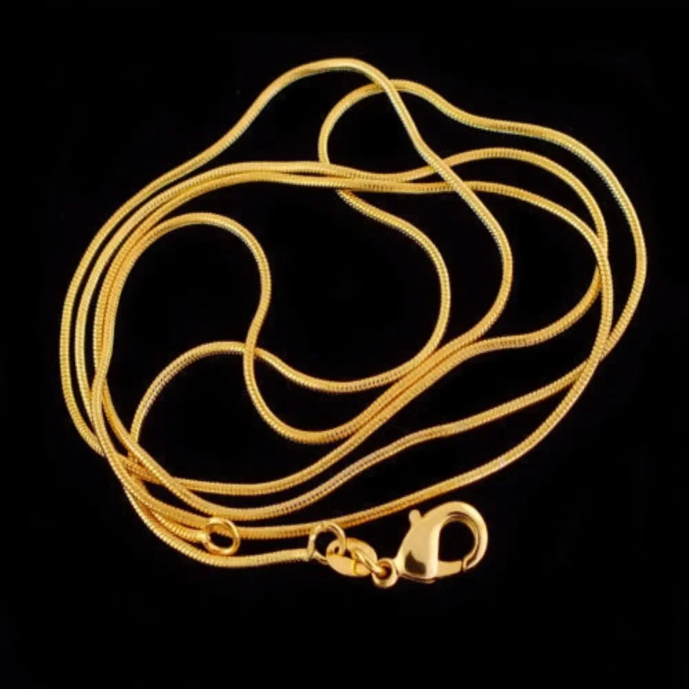 

Hot New Snake Chain 18K gold color Necklaces 16/18/20/22/24/26/28/30 Inches Women Men high quality Jewelrys Gifts