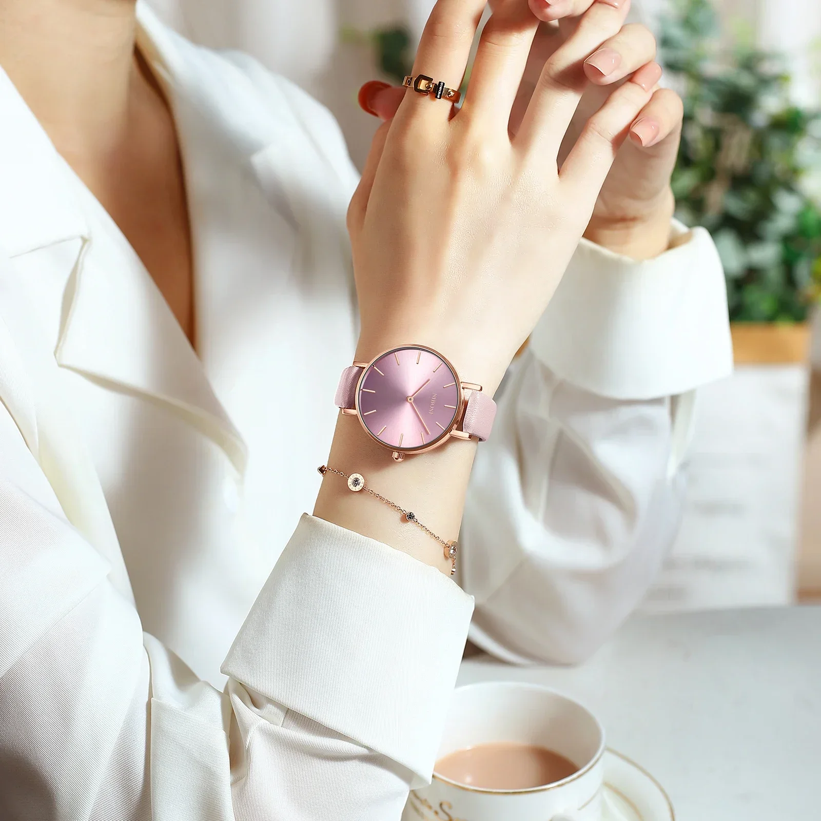 

Elegant Women's Quartz Watches Fashion Ladies Pink Wristwatch Reloj Mujer Waterproof Luxury Girls Watch Female Cheap Clock