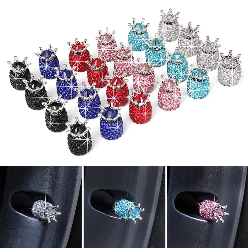 

4Pcs Diamond Crystal Car Tire Valve Caps Shining Dust-proof Wheel Valve Cover Vehicle Bling Valve Cap Car Styling Accessories