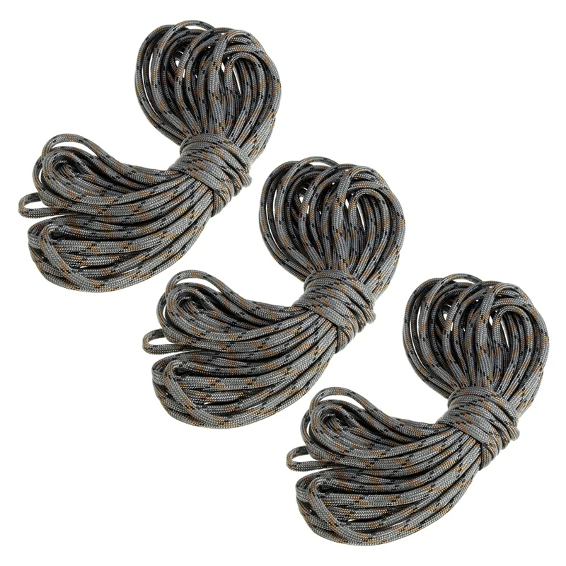 

3X 7 Rope Paracord Parachute Rope Resistant Camping Survival Color: Grey Camo Length: 15M