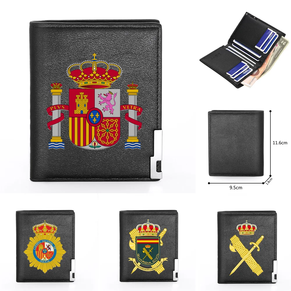 

Fashion Reino de España Spain Theme Design Printing Leather Wallet Men Women Billfold Slim Credit Card Holders Short Purses