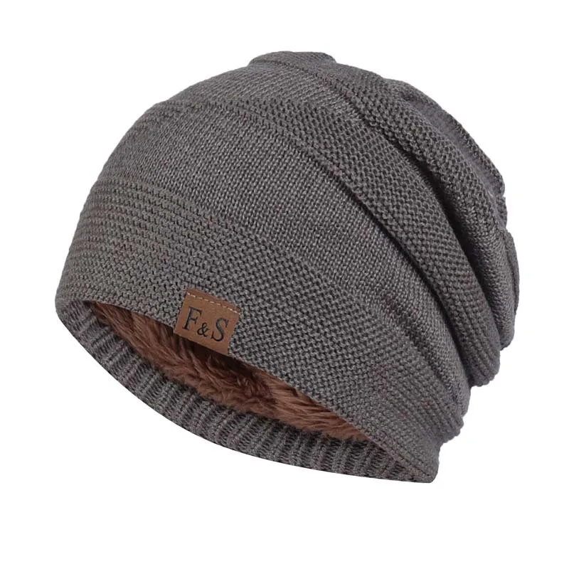 New Unisex Slouchy Winter Hats Add Fur Lined Men And Women Warm Beanie Cap Casual Label Decor Winter Knitted Hats New Unisex Slouchy Winter Hats Add Fur Lined Men And Women Warm Beanie Cap Casual Label Decor Winter Knitted Hats