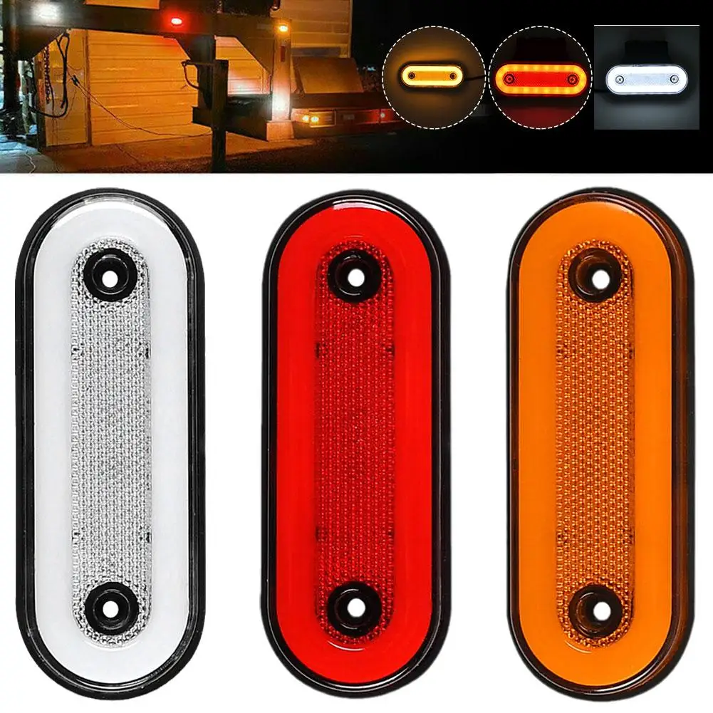 

10Pcs 12V-24V Truck Side Marker Light LED Trailer Light Clearance Light Warning Edge Oval Reflector Truck Light Z6E8