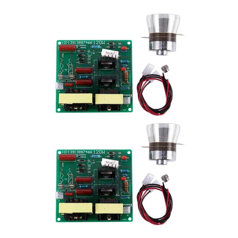 

2X Ac 110V 100W 40K Ultrasonic Cleaner Power Driver Board+2Pcs 60W 40K Transducer For Ultrasonic Cleaning Machines