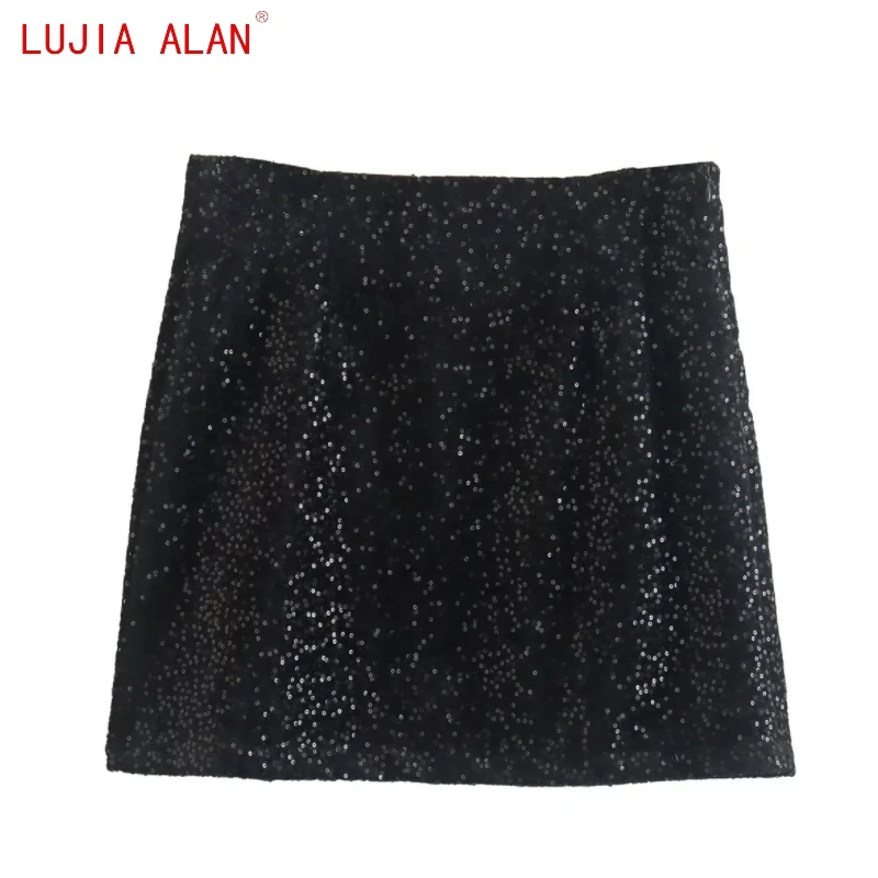 New Women Sequin Embroidery Black Mini Skirts Female Casual High Waisted Side Zipper Loose Street Clothing LUJIA ALAN P5335
New Women Sequin Embroidery Black Mini Skirts Female Casual High Waisted Side Zipper Loose Street Clothing LUJIA ALAN P5335