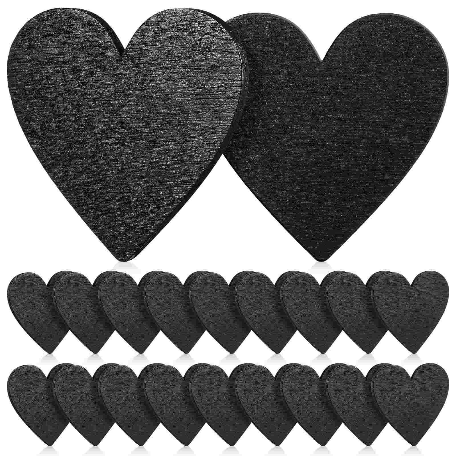 

20 Pcs Heart Shaped Blackboard Wooden Decor Discs for Crafting Small Hearts Decorative Decorate Shapes Love-heart Boards