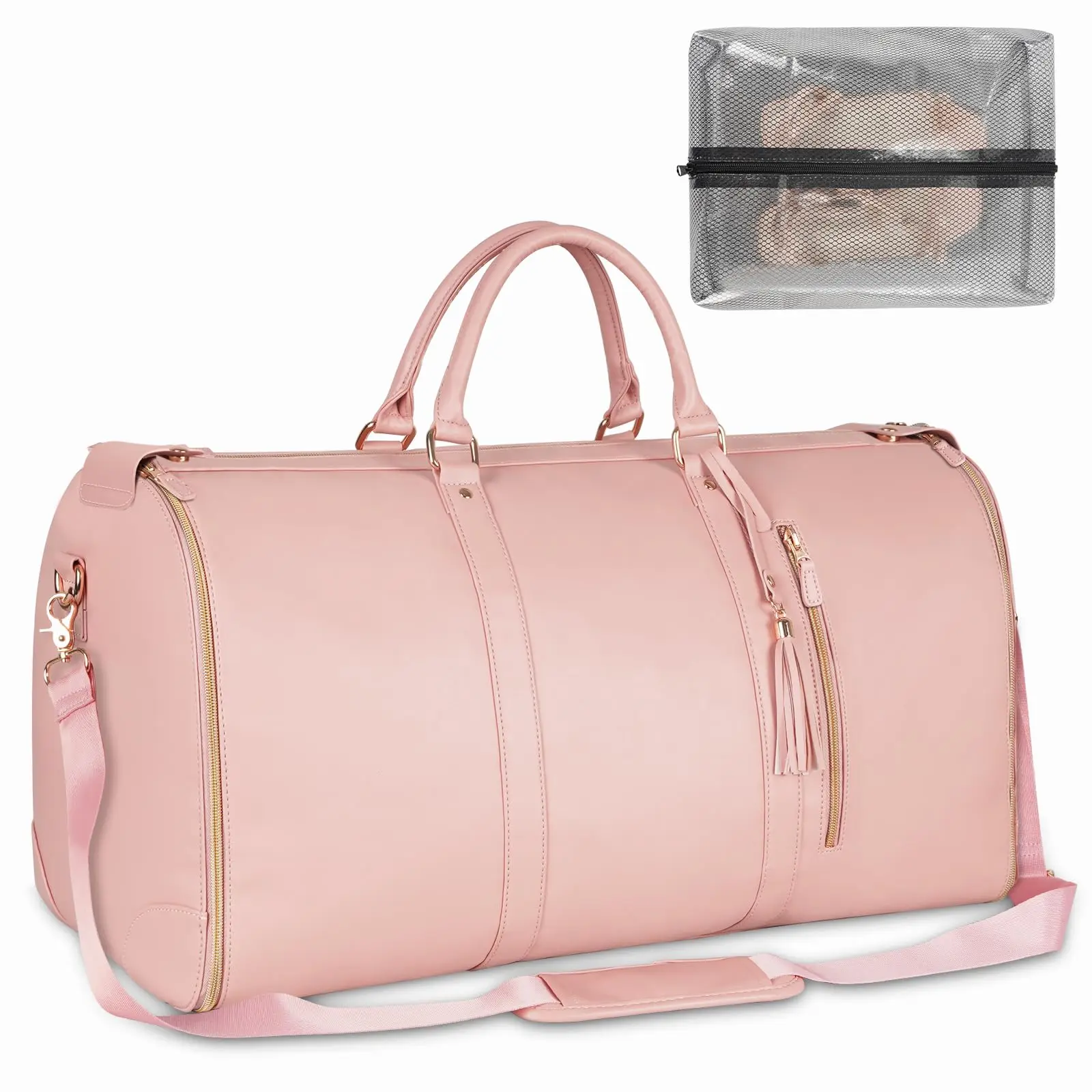 

Convertible Garment Bag: Large Carry-On Weekend Duffle with Shoe Compartment. 2-in-1 Hanging Suitcase Set - Ideal Women's Gift