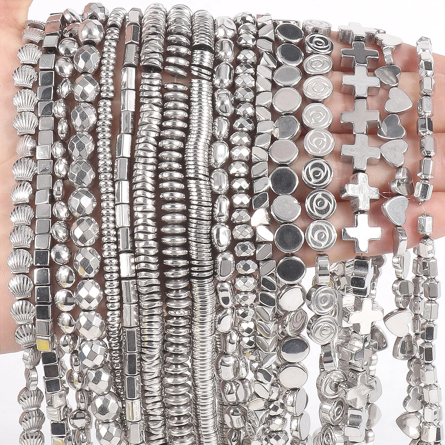 AAA Rhodium Plated Natural Hematite Beads Charms Heart Star Flower Moon Cross Geometric Beads For Jewelry Making Diy Bracelet
AAA Rhodium Plated Natural Hematite Beads Charms Heart Star Flower Moon Cross Geometric Beads For Jewelry Making Diy Bracelet