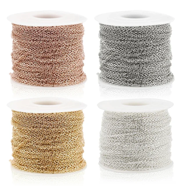 JOfor-Bijoux en acier inoxydable, 2m, fournitures exécutives, câble, or rose, collier en argent, résultats de bijoux à bricoler soi-même, vente en gros 2