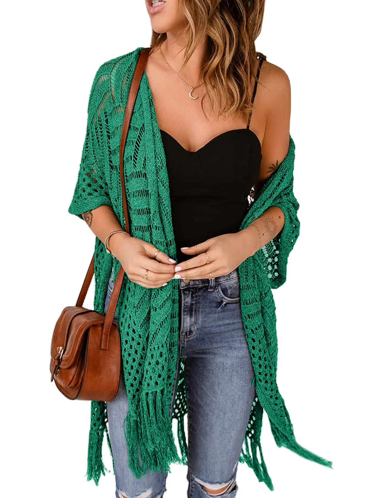 

Summer Women's Cardigans Open Front Crochet Hollow Out Knit Sheer Boho Lightweight Kimono Cover Ups