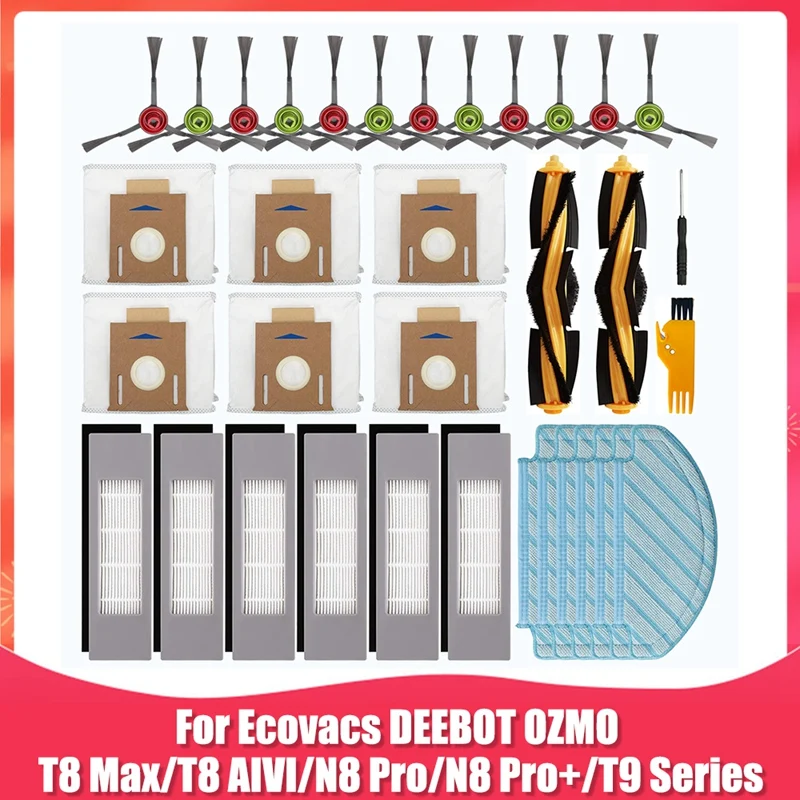 

AD-Accessory Kit Replacement For Ecovacs DEEBOT OZMO T8 Max T8 AIVI N8 Pro N8 Pro+ T8 T9 Series Robot Vacuum Cleaner