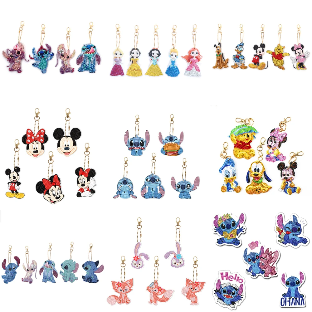 4/5Pcs Disney DIY Diamond Painting Keychain Cartoon Stitch Mickey Princess Rhinestone Art Mosiac Keyring Bag Pandant Craft Gifts
4/5Pcs Disney DIY Diamond Painting Keychain Cartoon Stitch Mickey Princess Rhinestone Art Mosiac Keyring Bag Pandant Craft Gifts