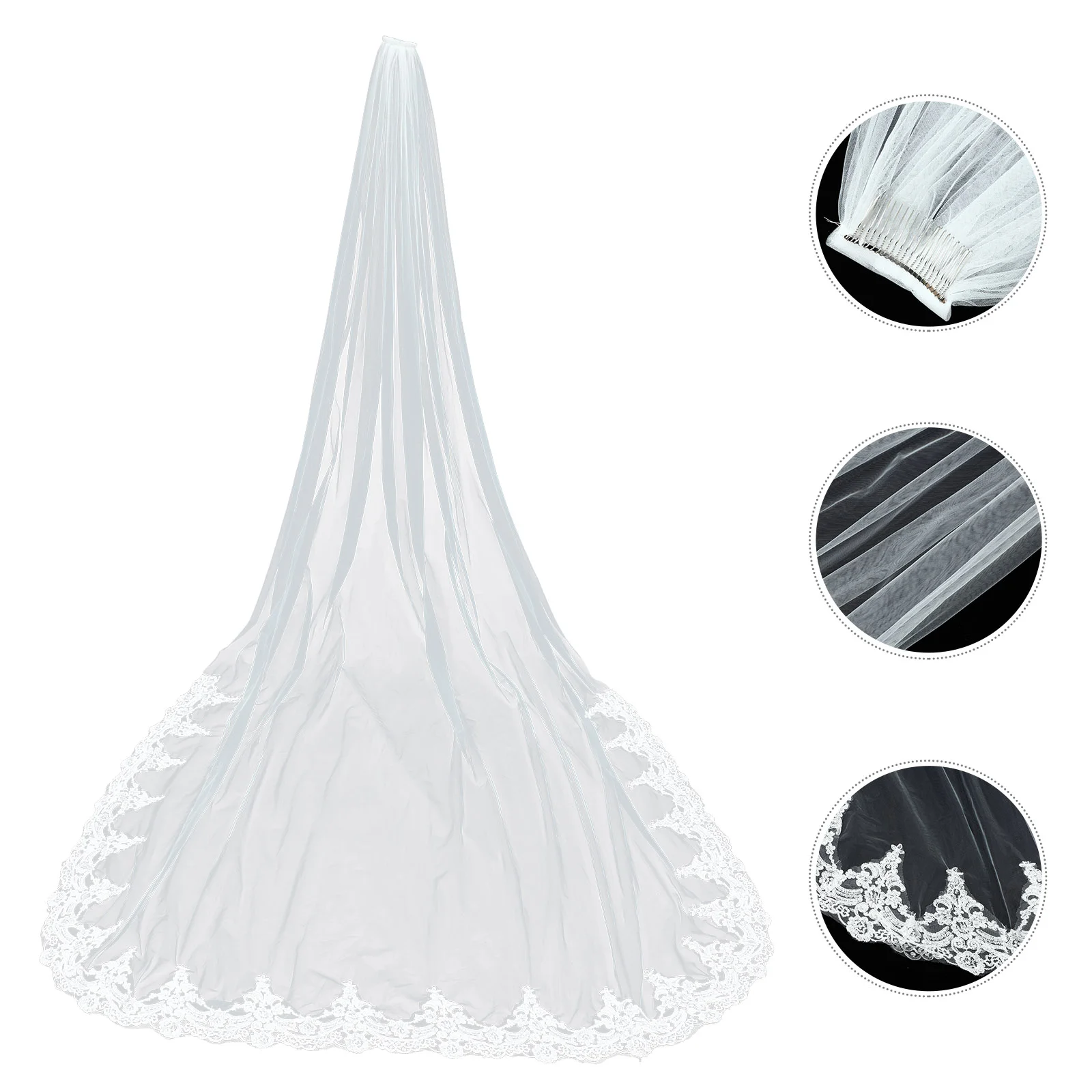 Bridal Wedding Veil Cathedral Long Single Layer Comb Veil for Lady Female Wedding Hair Accessories White
Bridal Wedding Veil Cathedral Long Single Layer Comb Veil for Lady Female Wedding Hair Accessories White
