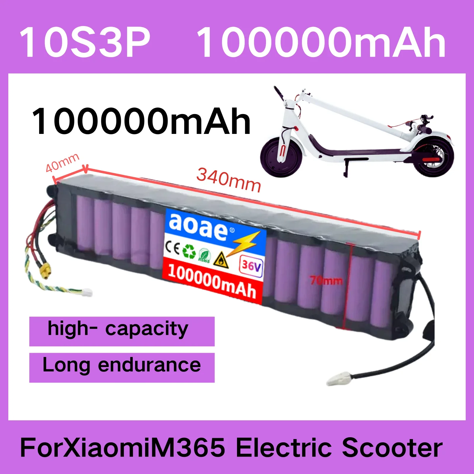 2024 New Original 36V 100Ah battery For Xiaomi M356 M356 Pro Special battery pack 36V Li-ion battery 100000mAh
2024 New Original 36V 100Ah battery For Xiaomi M356 M356 Pro Special battery pack 36V Li-ion battery 100000mAh