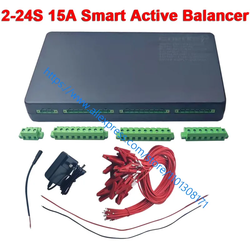 

Умный активный конденсатор-эквалайзер для литий-ионных, литий-железо-фосфатных аккумуляторов от 2S до 24S, 1-15 А, стабилизатор активного баланса