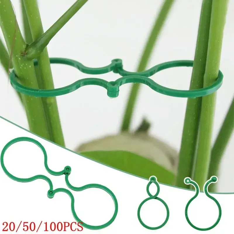 

20/50/100Pcs Plastic Garden Vine Strapping Clips Tie Plant Bundled Buckle Ring Holder Garden Tomato Plants Stand Support Tool
