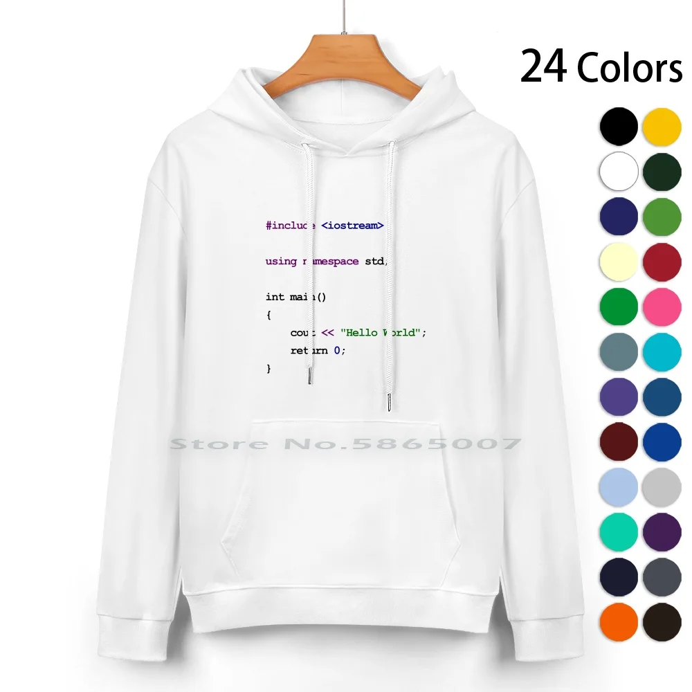 

C Code New Baby-Hello World Pure Cotton Hoodie Sweater 24 Colors Mother Mummy Father Daddy Parent Child Geek Baby Matching