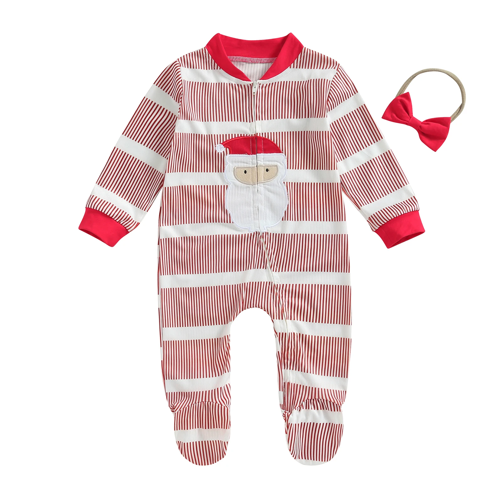BeQeuewll Baby Footies Rompers Christmas Clothes Stripe Santa Claus Pattern Long Sleeve Infant Fall Bodysuits with Headband
BeQeuewll Baby Footies Rompers Christmas Clothes Stripe Santa Claus Pattern Long Sleeve Infant Fall Bodysuits with Headband