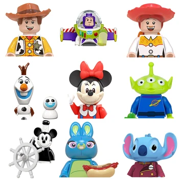 Disney Mini Action Toy Figures Building Blocks Cartoon Dolls Toy Story Mickey Mouse Winnie The Pooh Frozen Stitch Donald Duck