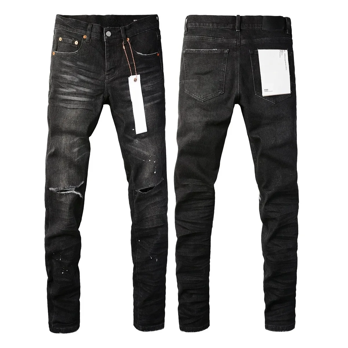 

2024 фиолетовые брендовые джинсы ROCA, модные высококачественные черные обтягивающие джинсовые брюки с низкой посадкой и вырезами в горошек
